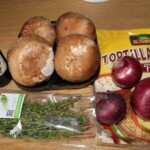 Quesadilla z pieczarkami i cebulą karmelizowaną składniki