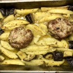 Burgery pieczone z ziemniakami i bakłażanem