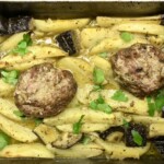 Burgery pieczone z ziemniakami i bakłażanem