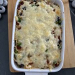 Zapiekanka z ryżem kurczakiem i warzywami