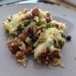 Zapiekanka z ryżem kurczakiem i warzywami